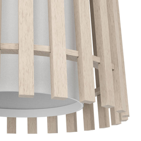 Eglo EU Fattoria Black Steel & Natural Wood Contemporary 3-Light Pendant
