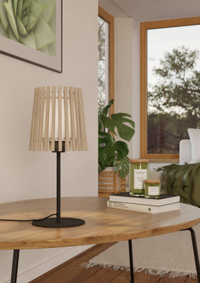 Eglo EU Fattoria Black Steel & Natural Wood Contemporary Table Lamp