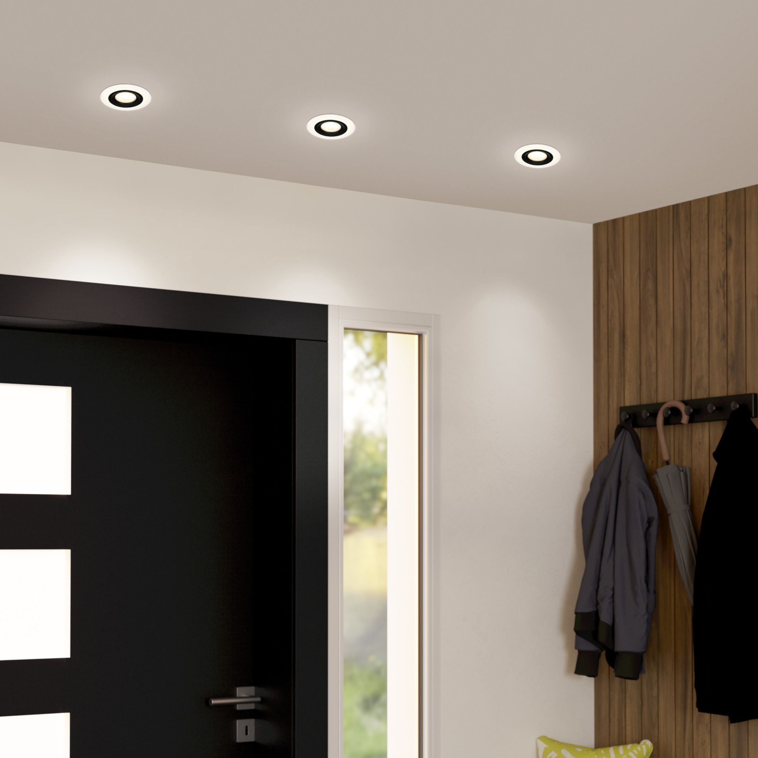 Eglo EU Moradillo Black Steel LED Ceiling Light, 29.5 x 119.5cm, Tricolour product image - Endon Lighting from First Light Direct with great prices and fast UK delivery