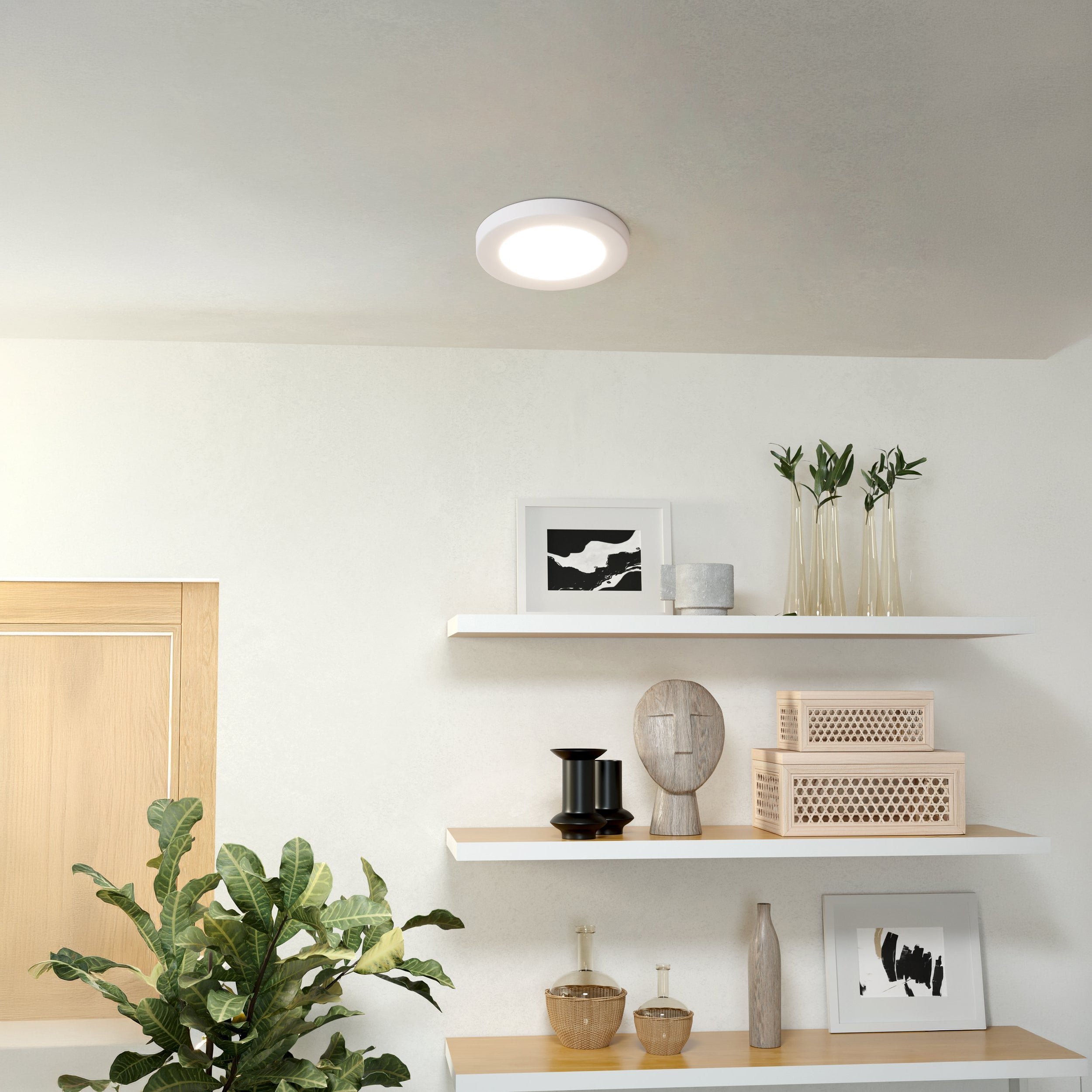 Eglo EU FUEVA FLEX Recessed LED Light – Satin Nickel, Adjustable Cut?Out, Warm White, Slim Indoor Ceiling Downlight