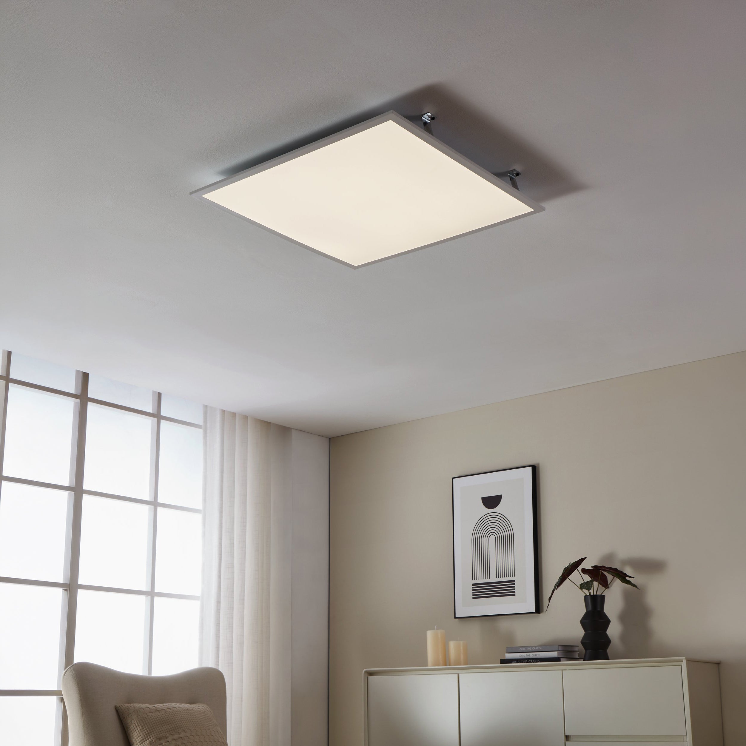 Eglo EU Calagrano-Z Black Aluminium & Steel LED Smart Control Ceiling Light, Rectangular product image - Endon Lighting from First Light Direct with great prices and fast UK delivery