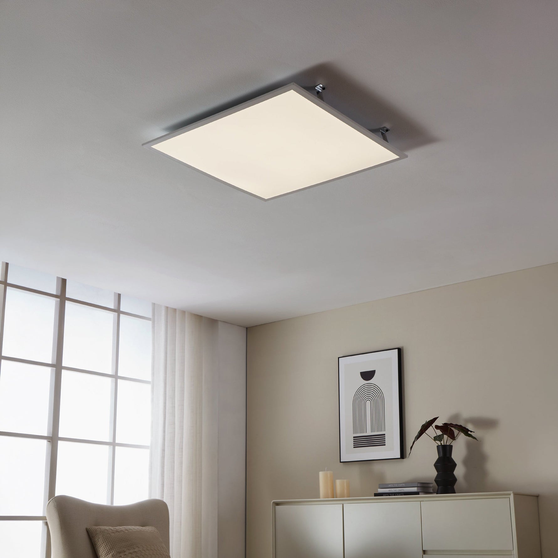 Eglo EU Calagrano-Z Black Aluminium & Steel LED Smart Control Ceiling Light, Rectangular product image - Endon Lighting from First Light Direct with great prices and fast UK delivery