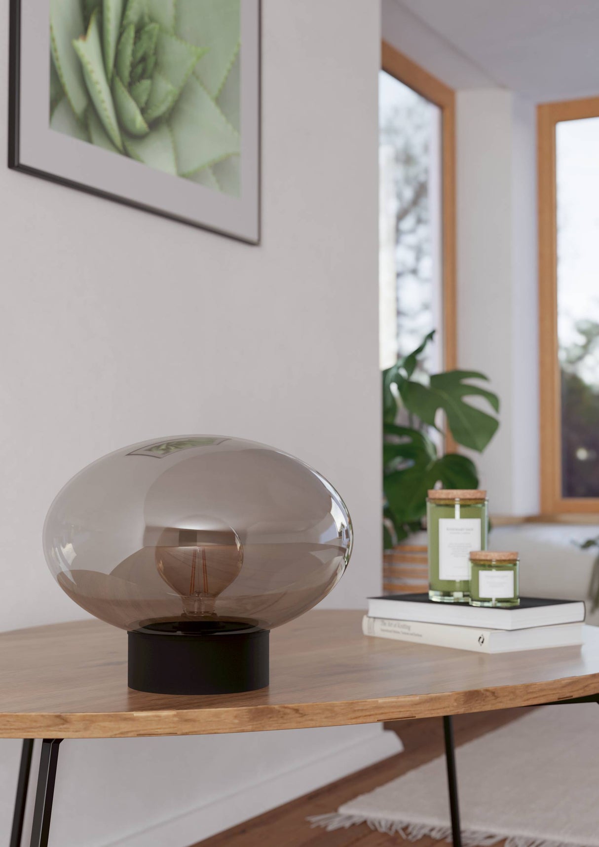 Eglo EU Madonnina Black Steel & Glass Modern Table Lamp