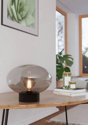 Eglo EU Madonnina Black Steel & Glass Modern Table Lamp