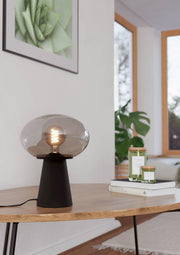 Eglo EU Madonnina Black Steel & Glass Modern Table Lamp, 32.5cm
