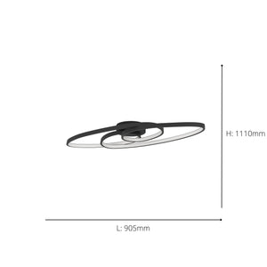 Eglo EU Gianella Aluminium & Steel Black LED Ceiling Light