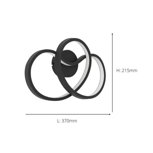 Eglo EU Gianella Aluminium & Steel Black LED Ceiling Light, 37cm