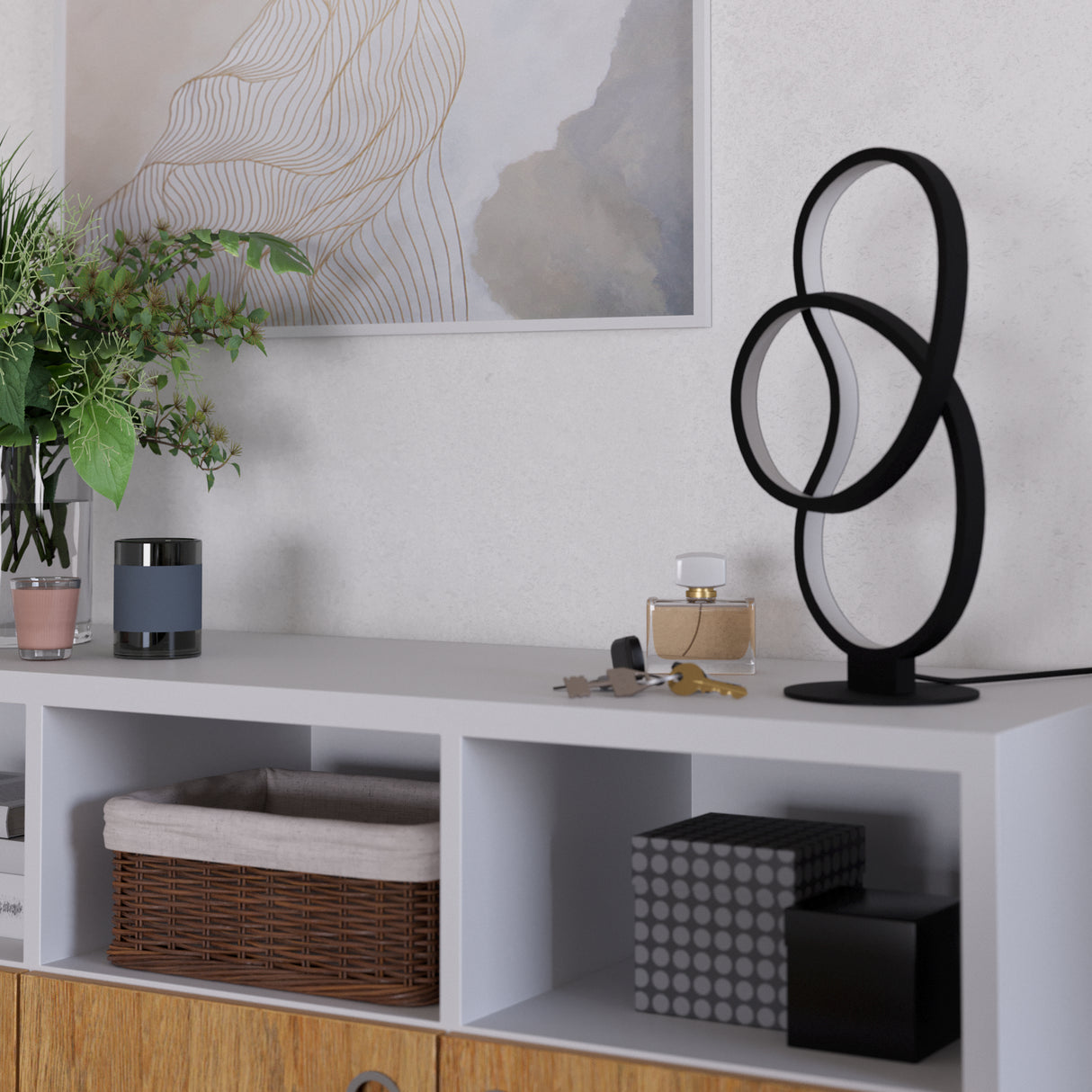 Eglo EU GIANELLA LED Table Lamp – Black Modern Desk Light, Warm White, 1400?lm, Inline Switch