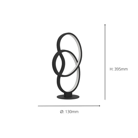 Eglo EU GIANELLA LED Table Lamp – Black Modern Desk Light, Warm White, 1400?lm, Inline Switch
