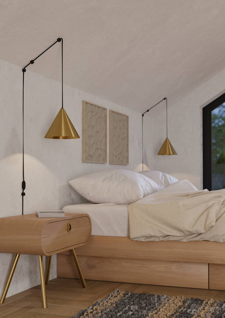 Eglo EU NARICES Pendant Light – Brushed Brass & Black Steel, E27, Modern Indoor Pendant Lighting