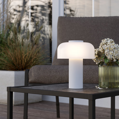 Eglo EU PONENTE Outdoor LED Table Lamp – White Steel, Rechargeable, Touch Dimmer, Portable Lighting