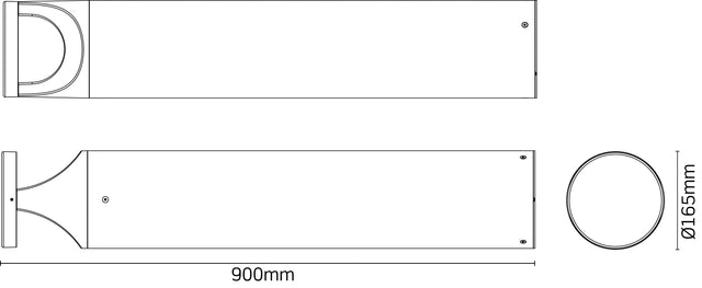 JCC Lighting JC17079 Commercial bollard  14W IP66 4000K 1190lm 900mm Black