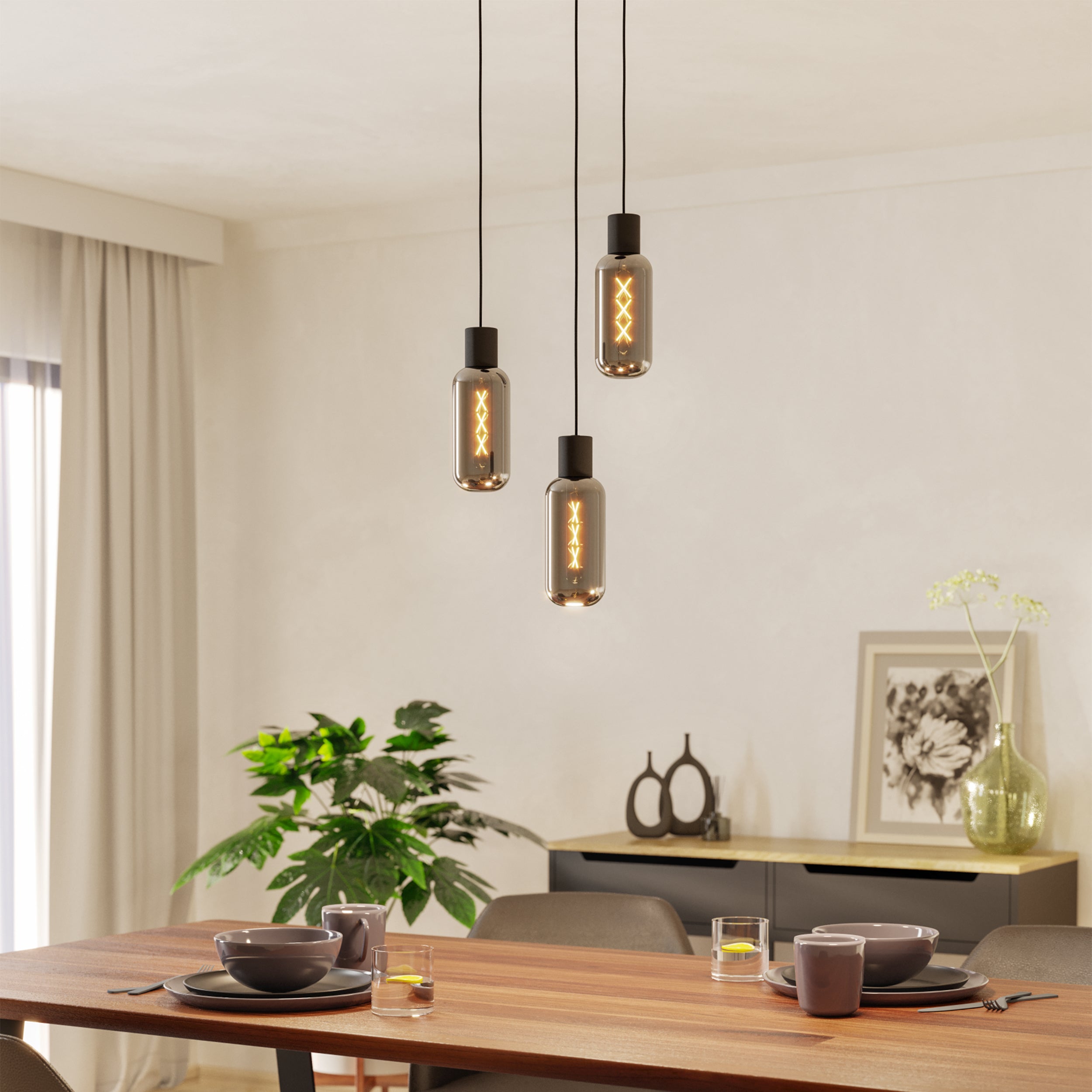 Eglo EU Frania-Z Smart Control Rounded Plastic & Steel LED Ceiling Light, 31cm product image - Endon Lighting from First Light Direct with great prices and fast UK delivery