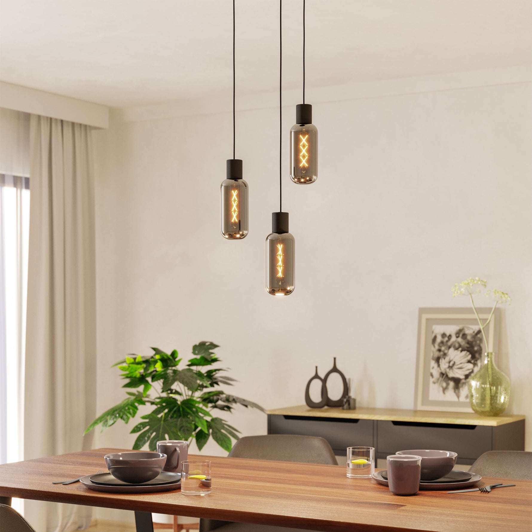 Eglo EU Frania-Z Smart Control Rounded Plastic & Steel LED Ceiling Light, 31cm product image - Endon Lighting from First Light Direct with great prices and fast UK delivery
