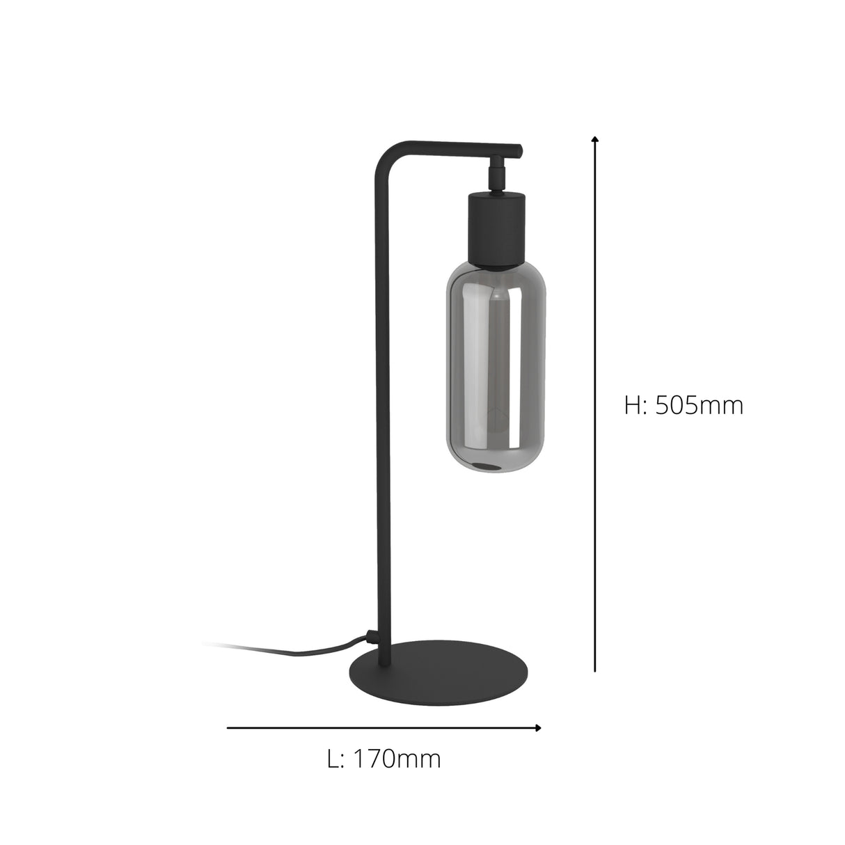 Eglo EU Maione Black Steel & Glass Modern Table Lamp