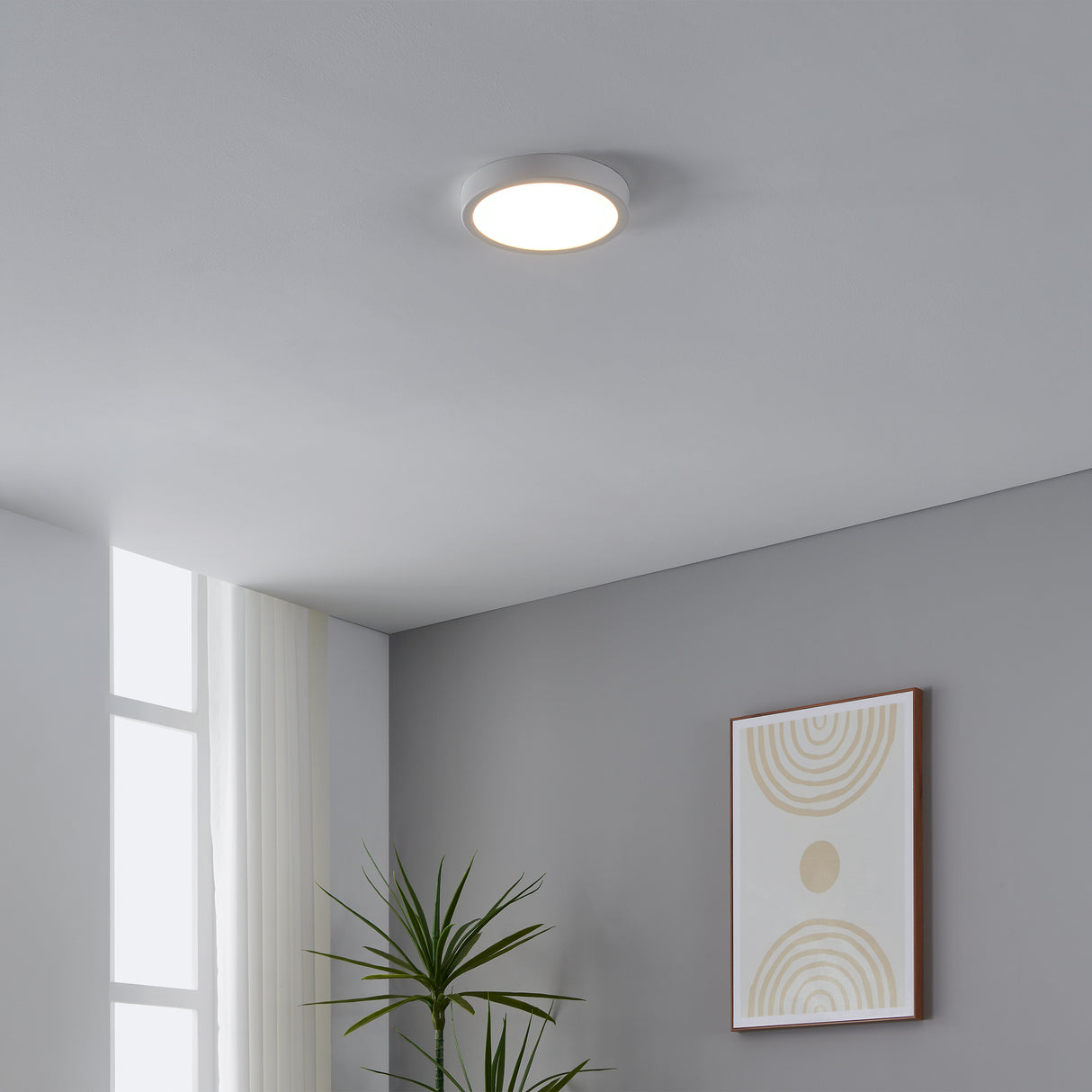 Eglo EU FUEVA?5 LED Surface?Mounted Light – White Steel, Warm White, Motion Sensor Ceiling Light, Indoor Lighting