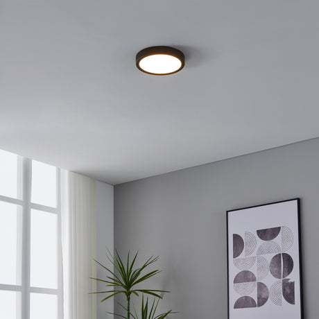 Eglo EU FUEVA?5 LED Surface?Mounted Light – Black Steel, Warm White, Motion Sensor Ceiling Light, Indoor Lighting