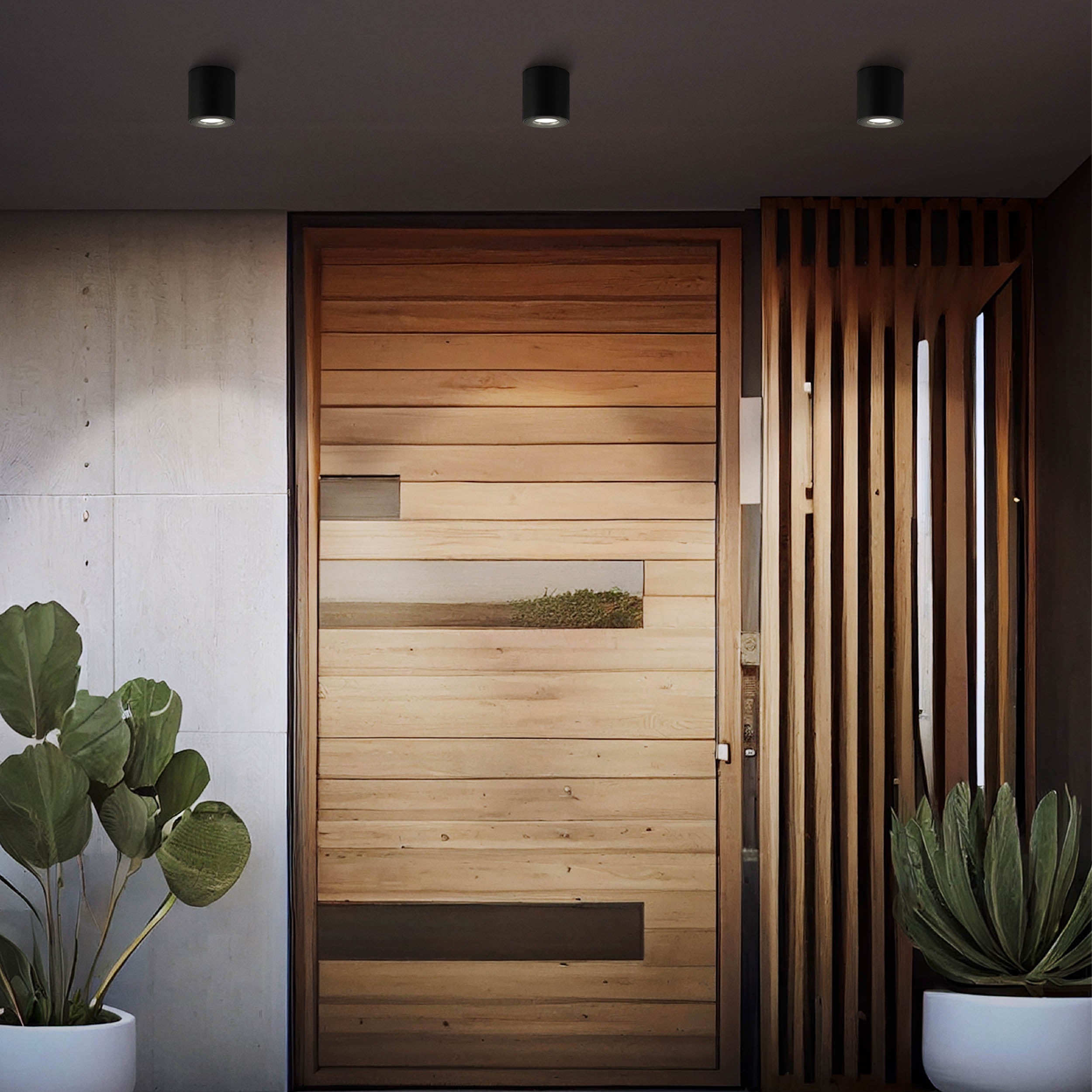 Eglo EU Torrecola Black Metal Rectangular Outdoor Ceiling Light product image - Endon Lighting from First Light Direct with great prices and fast UK delivery