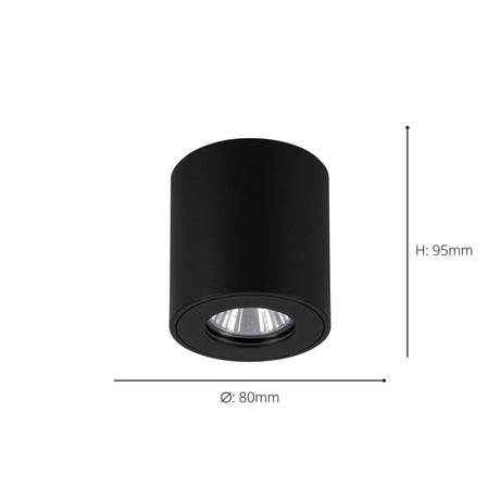Eglo EU Torrecola Black Metal Cyclindrical Outdoor Ceiling Light