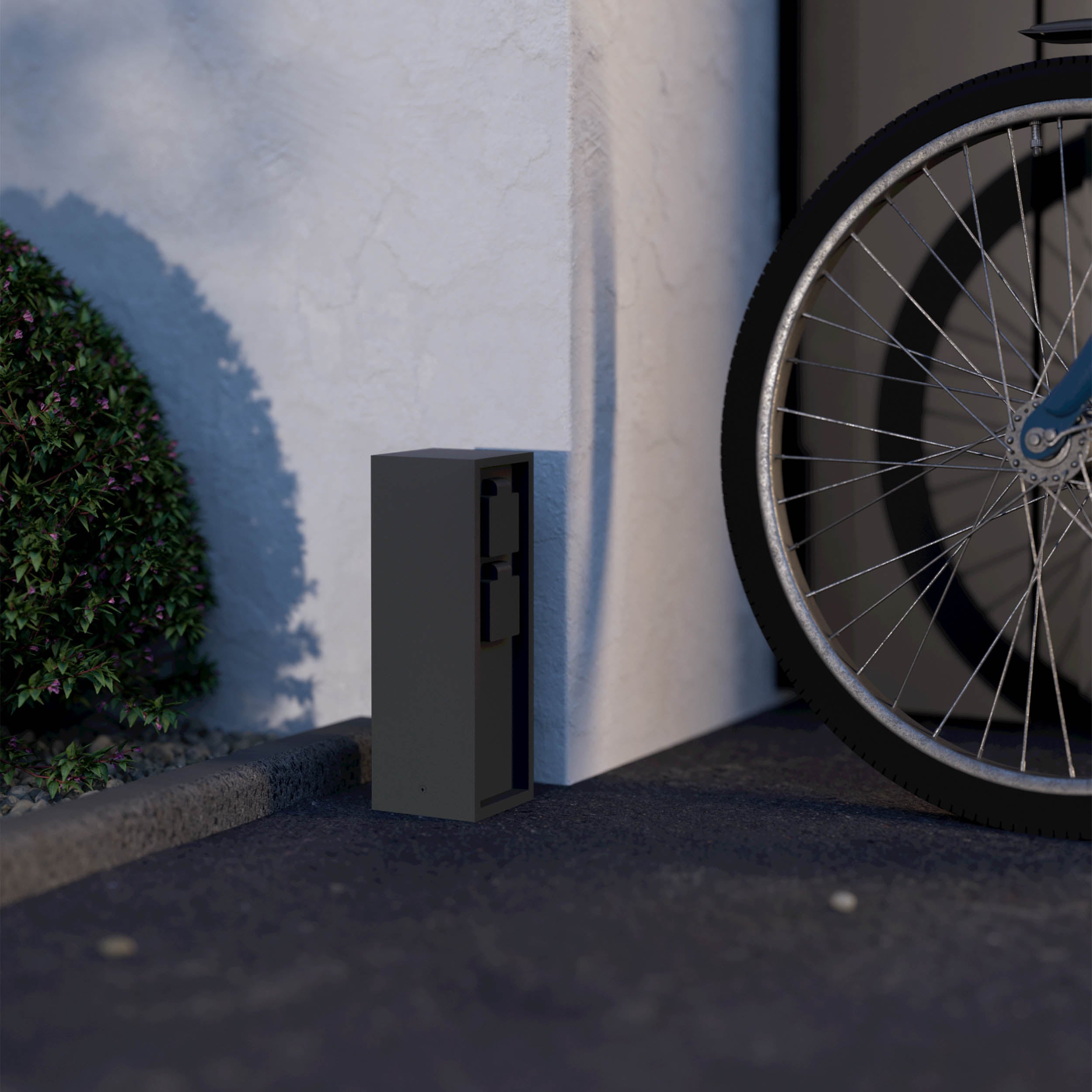 Eglo EU Park 5 Outdoor Plug Socket Light Post Black Steel Weather?Resistant Power Column, IP44 (500mm), E27 product image - Endon Lighting from First Light Direct with great prices and fast UK delivery