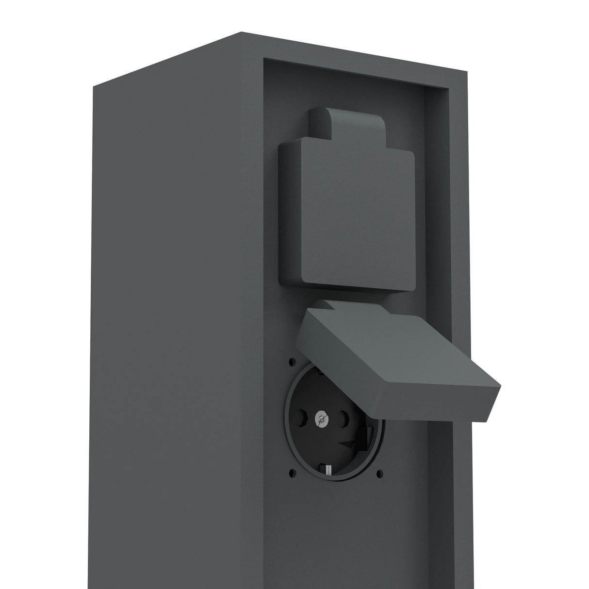 Eglo EU Park 5 Outdoor Plug Socket Post Black Steel Weather?Resistant Power Column, IP44 (300mm)