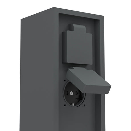 Eglo EU Park 5 Outdoor Plug Socket Post Black Steel Weather?Resistant Power Column, IP44 (300mm)