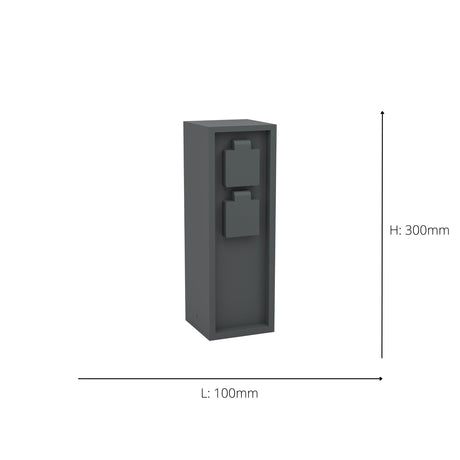 Eglo EU Park 5 Outdoor Plug Socket Post Black Steel Weather?Resistant Power Column, IP44 (300mm)