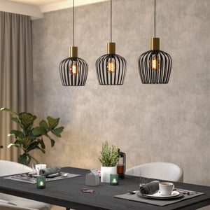 Eglo EU Empoli Black & Brushed Brass 3 Pendant Light 