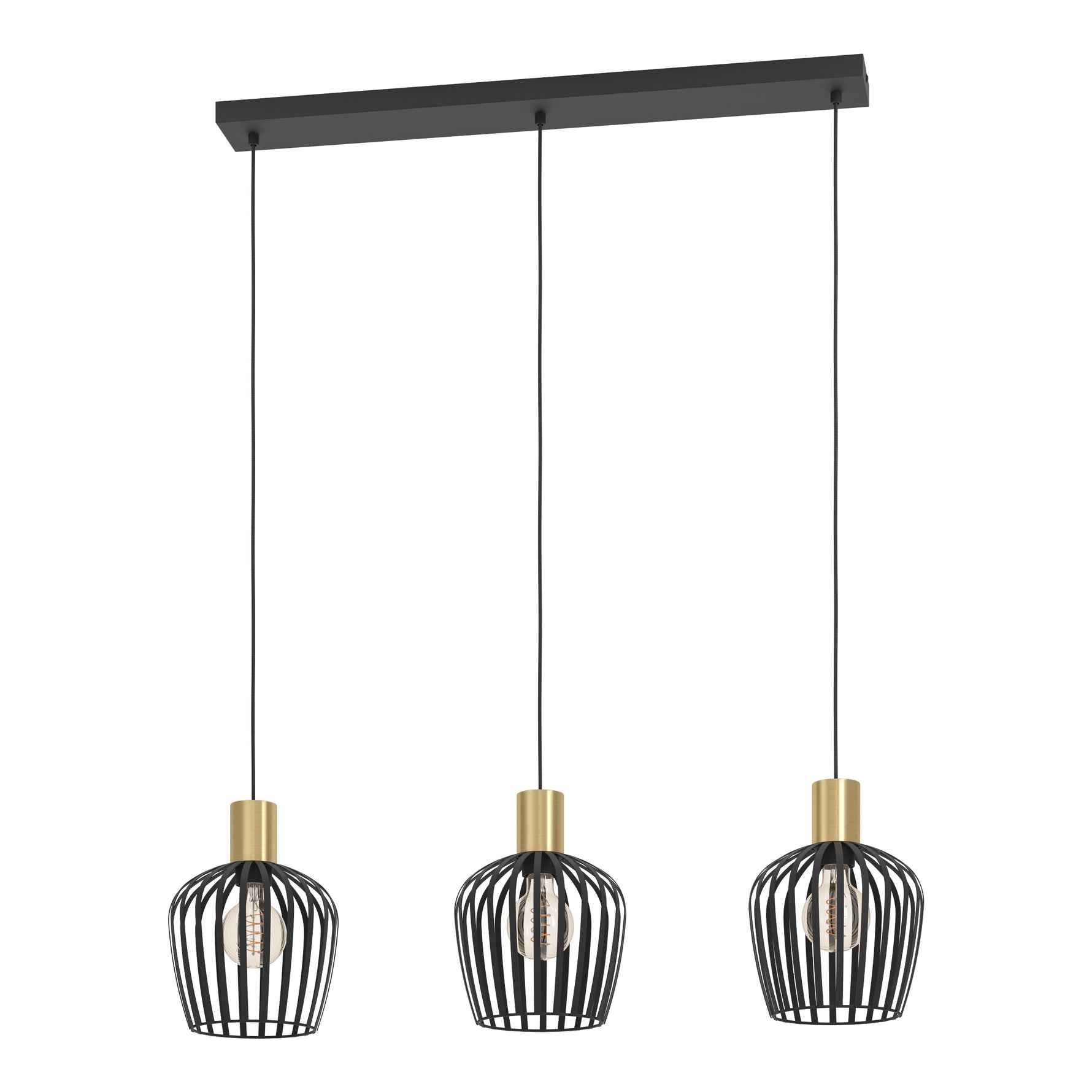 Eglo EU Empoli Black & Brushed Brass 3 Pendant Light