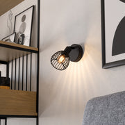 Eglo EU Sonnino Steel Caged Wire Single Spotlight, Black