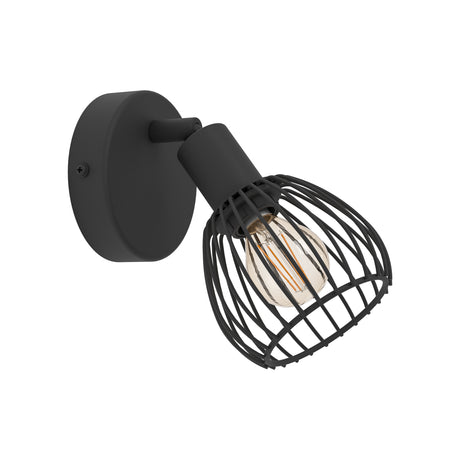 Eglo EU Sonnino Steel Caged Wire Single Spotlight, Black