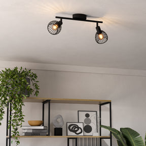 Eglo EU Sonnino Steel Caged Wire 2-Light Spotlight, Black