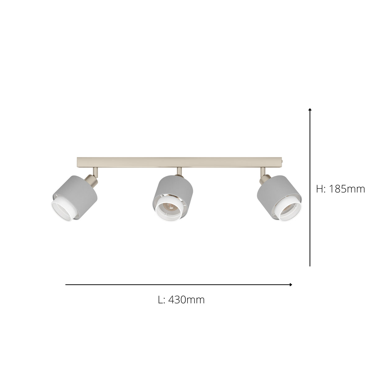 Eglo EU Bellizzi Steel Grey & White Fabric Minamalist 3-Light Spotlight
