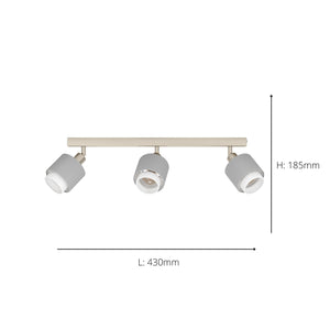 Eglo EU Bellizzi Steel Grey & White Fabric Minamalist 3-Light Spotlight