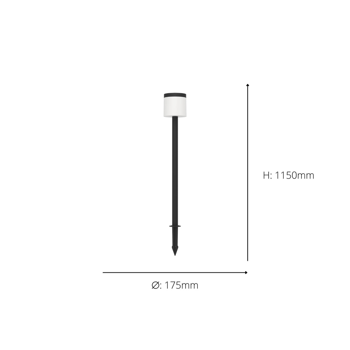 Eglo EU Pantete LED Outdoor Ground Solar Spike Light Black & White with Motion Sensor