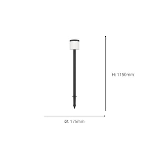Eglo EU Pantete LED Outdoor Ground Solar Spike Light Black & White with Motion Sensor