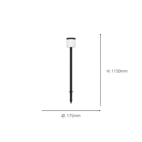 Eglo EU Pantete LED Outdoor Ground Solar Spike Light Black & White with Motion Sensor