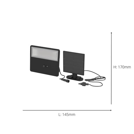 Eglo EU Panettieri LED Solar Outdoor Wall Light Black with Motion Sensor, 1600lm 4000K, IP44