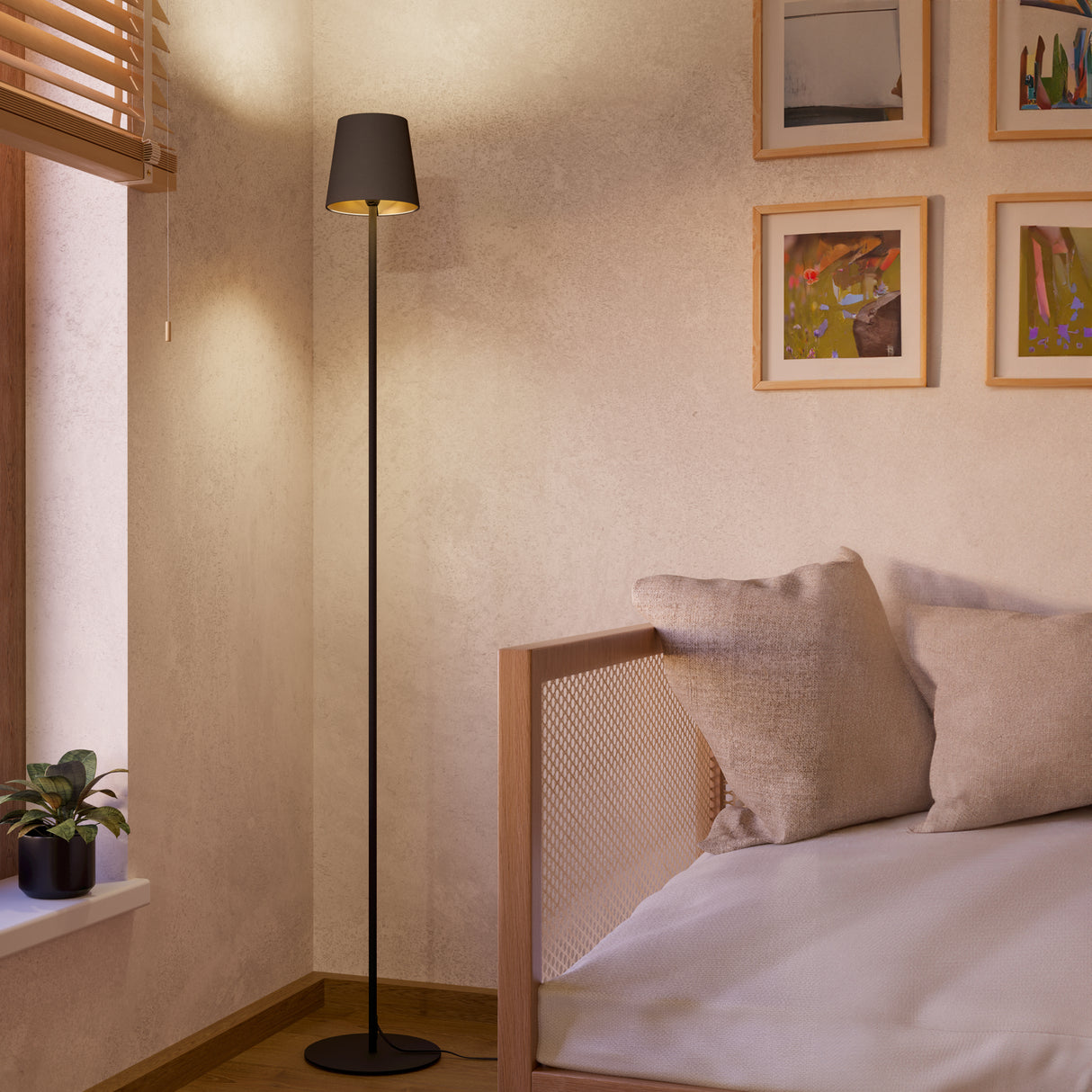Eglo EU Fiorana Steel & Cappucino Fabric Minimalist Floor Lamp