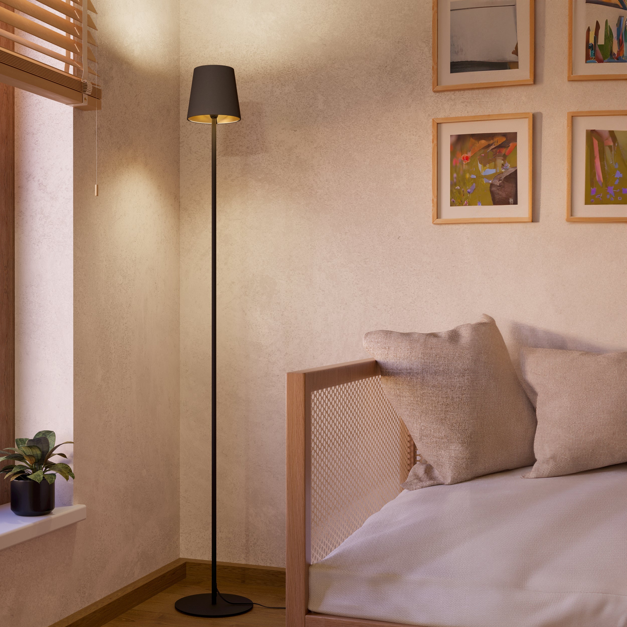 Eglo EU Tabley Black Steel & Fabric Contemporary Floor Lamp
