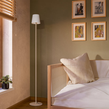 Eglo EU Fiorana Sandy Steel & White Fabric Minimalist Floor Lamp