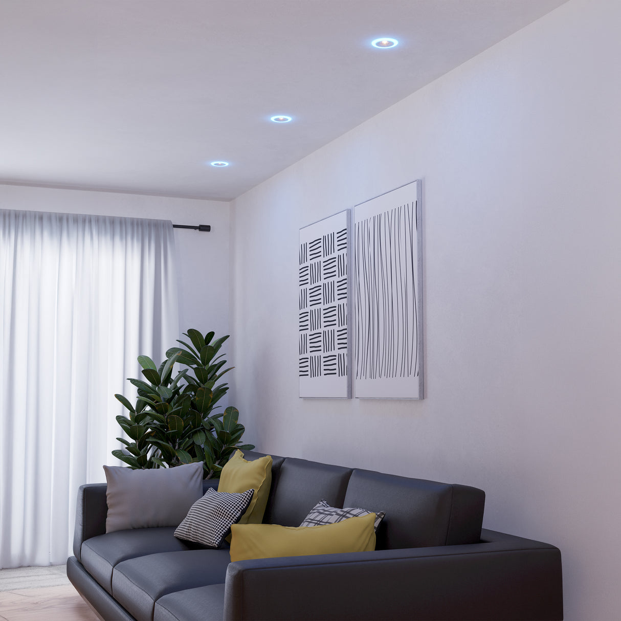 Eglo EU Calonge RGB LED White Round Set of 3 Recessed Light, 10cm