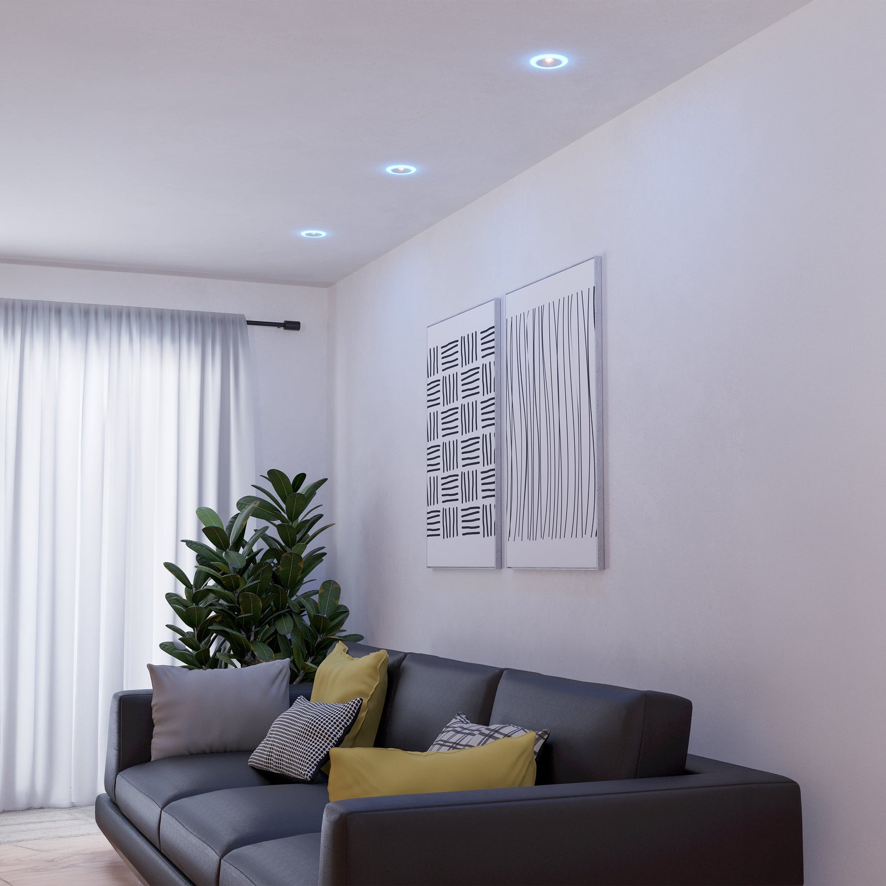 Eglo EU Calonge RGB LED Black/ White Round Set of 3 Recessed Light, 10cm product image - Endon Lighting from First Light Direct with great prices and fast UK delivery