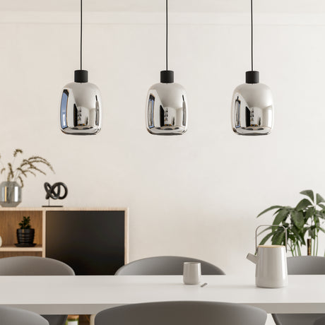 Eglo EU Molochio-Z Smart Control Vaporised Glass Black 3-Light Pendant