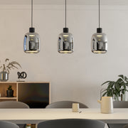 Eglo EU Molochio-Z Smart Control Vaporised Glass Black 3-Light Pendant