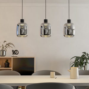 Eglo EU Molochio-Z Smart Control Vaporised Glass Black 3-Light Pendant