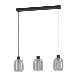 Eglo EU Molochio-Z Smart Control Vaporised Glass Black 3-Light Pendant