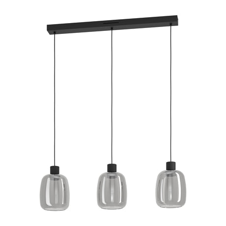 Eglo EU Molochio-Z Smart Control Vaporised Glass Black 3-Light Pendant