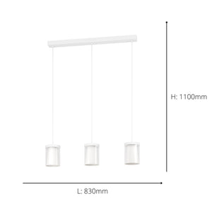 Eglo EU Chiusello-Z White Steel Plastic & Glass LED 3-Light Pendant