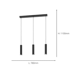 Eglo EU Balamorta-Z Black Steel LED Smart Control 3-Light Pendant